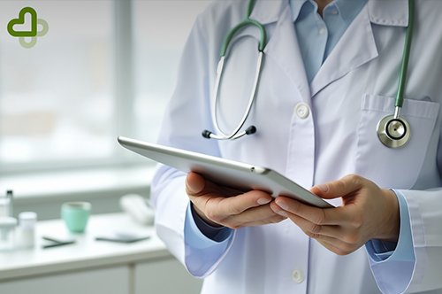 Врач держит документы